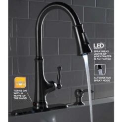 Touchless LED Single-Handle Pull-Down Sprayer Kitchen Faucet With Soap Dispenser In Stainless Steel -Household Items 010ddbfe69188de8a159192257e43502 1800x1800