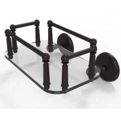 Allied Brass Monte Carlo Collection Wall Mounted Glass Guest Towel Tray In Antique Bronze