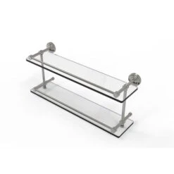 Allied Brass Dottingham Satin Nickel 2-Tier Brass Wall Mount Bathroom Shelf