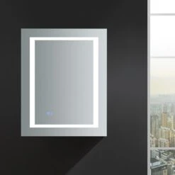 Spazio 24 In. W X 30 In. H Recessed Or Surface Mount Medicine Cabinet With LED Lighting, Mirror Defogger And Right Hinge -Household Items 01fdb9130410d54a939daf79c036b4c2 1800x1800