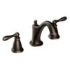 Moen Caldwell Mediterranean Bronze 2-Handle Widespread WaterSense Bathroom Sink Faucet With Drain