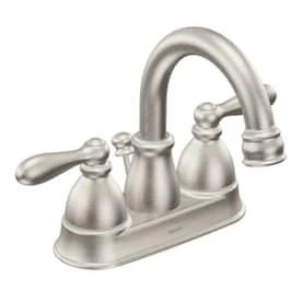 New Lower Price; Moen Caldwell Spot Resist Brushed Nickel 2-Handle 4-in Centerset WaterSense Bathroom Sink Faucet With Drain 1 New Lower Price; Moen Caldwell Spot Resist Brushed Nickel 2-Handle 4-in Centerset WaterSense Bathroom Sink Faucet With Drain