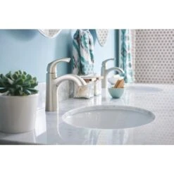 Moen Lindor Spot Resist Brushed Nickel 1-handle Single Hole/4-in Centerset WaterSense Bathroom Sink Faucet -Household Items 026508282700 09256829 1800x1800