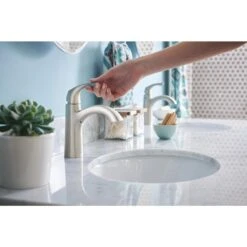 Moen Lindor Spot Resist Brushed Nickel 1-handle Single Hole/4-in Centerset WaterSense Bathroom Sink Faucet -Household Items 026508282700 09256831 1800x1800