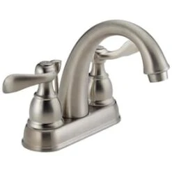 Delta Windemere Brushed Nickel 2-Handle 4-in Centerset WaterSense Bathroom Sink Faucet With Drain