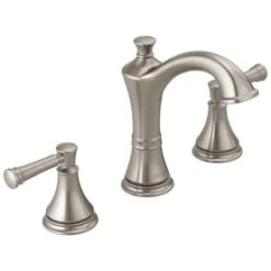 Delta Valdosta Spotshield Brushed Nickel 2-Handle Widespread WaterSense Bathroom Sink Faucet With Drain