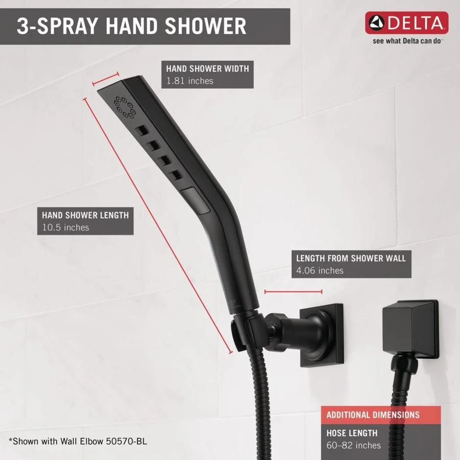 Delta Universal Showering Components Matte Black 3-Spray Handheld Shower 1.75-GPM (6.6-LPM) 2 Delta Universal Showering Components Matte Black 3-Spray Handheld Shower 1.75-GPM (6.6-LPM) - Image 2