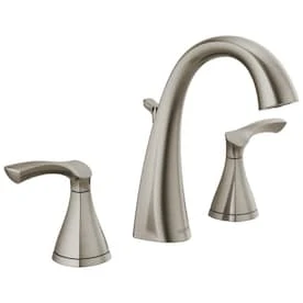 New Lower Price; Delta Sandover Spotshield Brushed Nickel 2-Handle Widespread WaterSense Bathroom Sink Faucet With Drain 1 New Lower Price; Delta Sandover Spotshield Brushed Nickel 2-Handle Widespread WaterSense Bathroom Sink Faucet With Drain