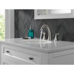Delta Sandover Spotshield Brushed Nickel 2-handle Widespread WaterSense Bathroom Sink Faucet With Drain -Household Items 034449928960 11982626 1800x1800