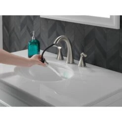 Delta Sandover Spotshield Brushed Nickel 2-handle Widespread WaterSense Bathroom Sink Faucet With Drain -Household Items 034449928960 11982628 1800x1800