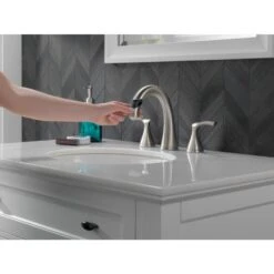 Delta Sandover Spotshield Brushed Nickel 2-handle Widespread WaterSense Bathroom Sink Faucet With Drain -Household Items 034449928960 11982629 1800x1800