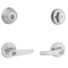 Kwikset Delta Satin Chrome Single-Cylinder Deadbolt Universal Keyed Entry Door Handle Combo Pack (1 Handle And 1 Deadbolt)