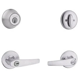 Kwikset Delta Satin Chrome Single-Cylinder Deadbolt Universal Keyed Entry Door Handle Combo Pack (1 Handle And 1 Deadbolt) 1 Kwikset Delta Satin Chrome Single-Cylinder Deadbolt Universal Keyed Entry Door Handle Combo Pack (1 Handle And 1 Deadbolt)