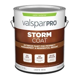 Valspar Pro Storm Coat Satin White Exterior Paint (Actual Net Contents: 128-fl Oz) 1 Valspar Pro Storm Coat Satin White Exterior Paint (Actual Net Contents: 128-fl Oz)