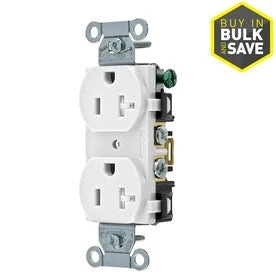 Hubbell White 20-Amp Duplex Tamper Resistant Residential/Commercial Outlet 1 Hubbell White 20-Amp Duplex Tamper Resistant Residential/Commercial Outlet