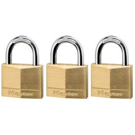 Master Lock 3-Pack 1.55-in Brass Keyed Padlock 1 Master Lock 3-Pack 1.55-in Brass Keyed Padlock