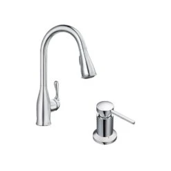 Kaden Single-Handle Pull-Down Sprayer Kitchen Faucet With Reflex, Power Clean And Soap Dispenser In Chrome