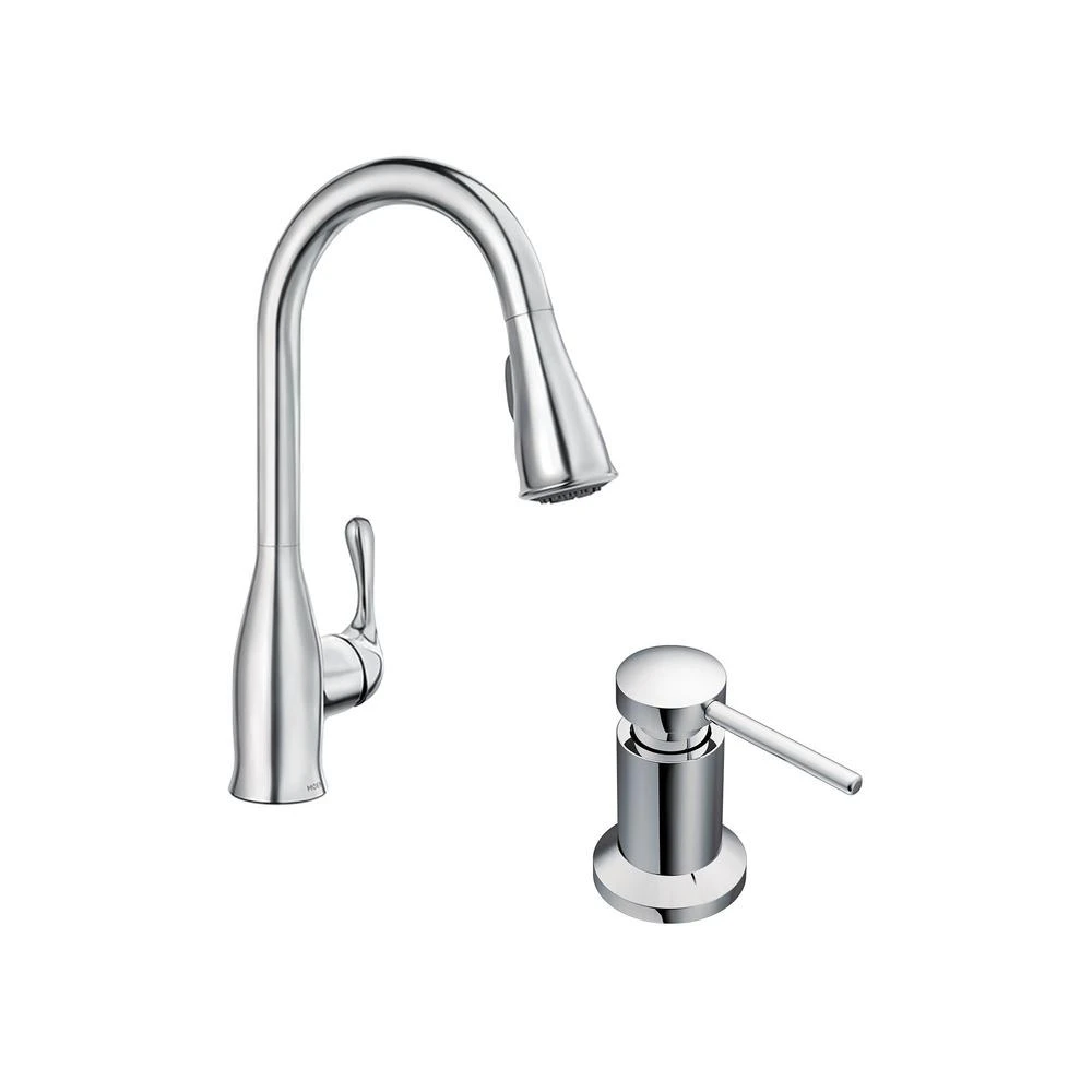 Kaden Single-Handle Pull-Down Sprayer Kitchen Faucet With Reflex, Power Clean And Soap Dispenser In Chrome 1 Kaden Single-Handle Pull-Down Sprayer Kitchen Faucet With Reflex, Power Clean And Soap Dispenser In Chrome