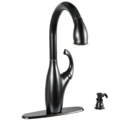 Contemporary Single-Handle Pull-Down Sprayer Kitchen Faucet With Soap Dispenser In Mediterranean Bronze -Household Items 08389138d46688e906d26a716640d896 1800x1800