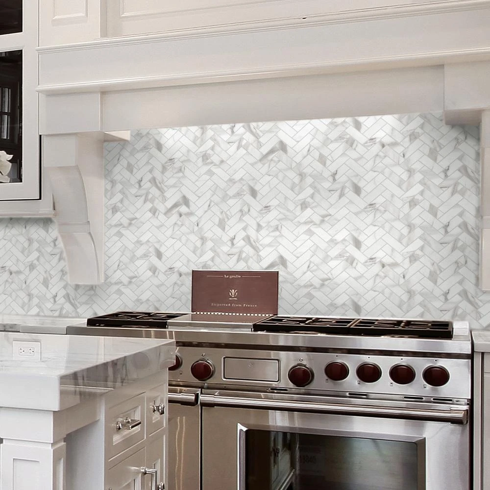 Florida Tile Home Collection Avante Bianco 12 In. X 15 In. X 9 Mm Porcelain Herringbone Mosaic Tile (5.65 Sq. Ft. / Case) 4 Florida Tile Home Collection Avante Bianco 12 In. X 15 In. X 9 Mm Porcelain Herringbone Mosaic Tile (5.65 Sq. Ft. / Case) - Image 4