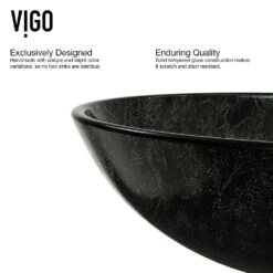 VIGO Gray Handmade Glass Round Vessel Bathroom Sink In Gray Onyx 18 VIGO Gray Handmade Glass Round Vessel Bathroom Sink In Gray Onyx -Household Items 0fc5857ff9b37e30932dfd44b70c4778 1800x1800