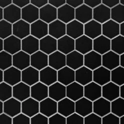 Black Matte 2 In. Hexagon Porcelain Mosaic