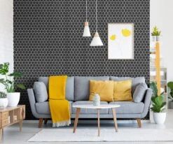 Black Matte 2 In. Hexagon Porcelain Mosaic -Household Items 100782390 vendor0420 tile wall living room 1800x1800