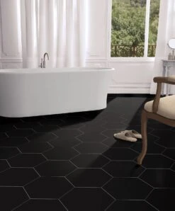 Opal Black Porcelain Tile 9 Opal Black Porcelain Tile -Household Items 100888619 vendor0918 opal black hexagon porcelain tile bathroom room 1800x1800