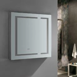 Spazio 30 In. W X 30 In. H Recessed Or Surface Mount Medicine Cabinet With LED Lighting And Mirror Defogger -Household Items 10644dd3e3266a08b03013dd0944f239 1800x1800