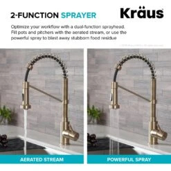 Single-Handle Pull-Down Kitchen Faucet With Dual Function Sprayhead In Spot Free Antique Champagne Bronze/Matte Black -Household Items 11b34ccb818a54cf22de7e98820b3312 1800x1800