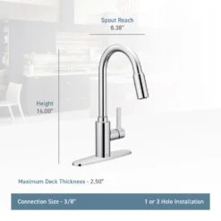 Genta Single-Handle Pull-Down Sprayer Kitchen Faucet With Reflex In Chrome -Household Items 12af3ca8d9d9899361f759a73b3fd283 1800x1800