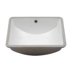 LORDEAR 18.25 In. Undermount Vessel Sink Modern In Pure White Rectangle Porcelain Ceramic Lavatory Vanity Bathroom Sink