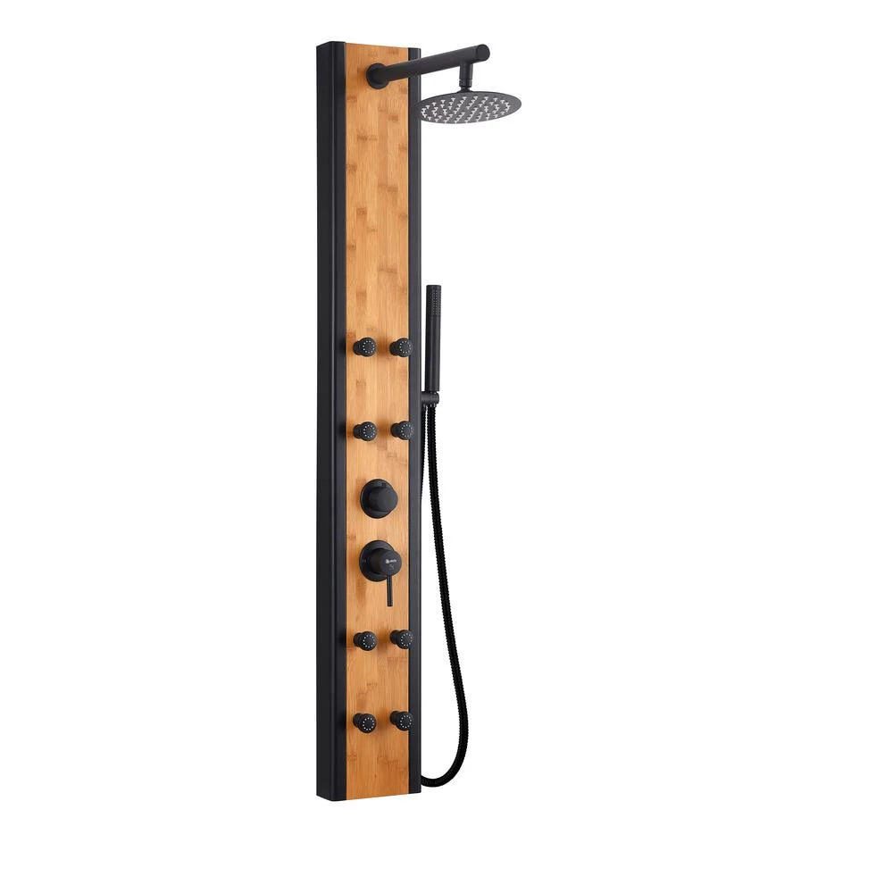 57 In. 8-Jet Multifunction Shower Panel System With Adjustable Rainfall Shower Head And Handheld Shower Head 1 57 In. 8-Jet Multifunction Shower Panel System With Adjustable Rainfall Shower Head And Handheld Shower Head