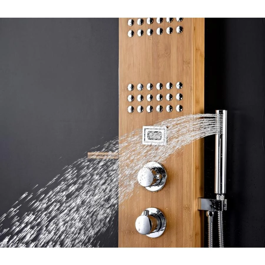ANZZI Crane Natural Bamboo 3-Spray Shower Panel System (Valve Included) 8 ANZZI Crane Natural Bamboo 3-Spray Shower Panel System (Valve Included) - Image 8