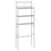 Zenna Home® Cross-Style 24"W X 65"H Satin Nickel Over-the-Toilet Storage Shelves