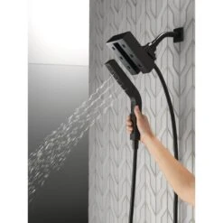 In2ition Two-in-One 4-Spray 5.9 In. Dual Wall Mount Fixed And Handheld H2Okinetic Shower Head In Matte Black -Household Items 263fed36ad46b4664db1ce98a7cdc210 1800x1800
