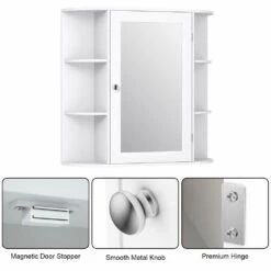 6.5 In. X 25 In. X 26 In. White Multipurpose Wall Surface Mount Bathroom Storage Medicine Cabinet With Mirror -Household Items 26f142bbbfea9e0a8664b653d52d2ec0 1800x1800