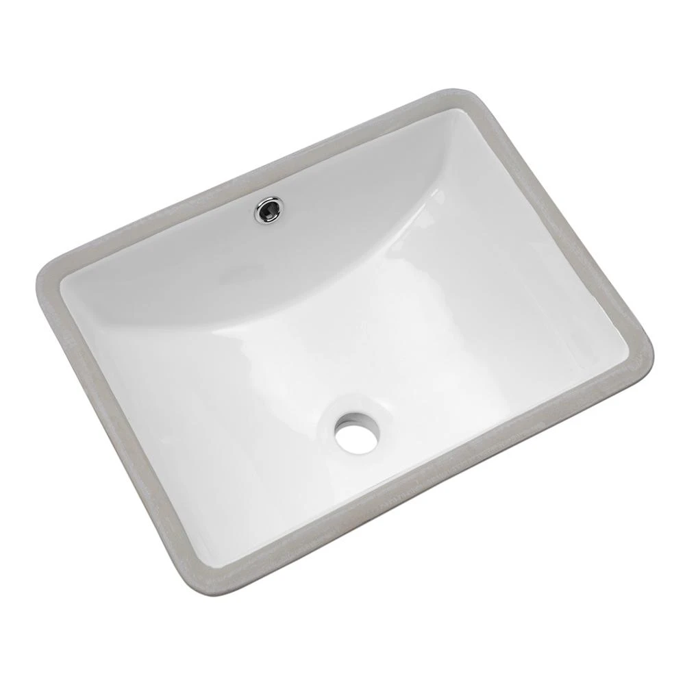 LORDEAR 18.25 In. Undermount Vessel Sink Modern In Pure White Rectangle Porcelain Ceramic Lavatory Vanity Bathroom Sink 6 LORDEAR 18.25 In. Undermount Vessel Sink Modern In Pure White Rectangle Porcelain Ceramic Lavatory Vanity Bathroom Sink - Image 6