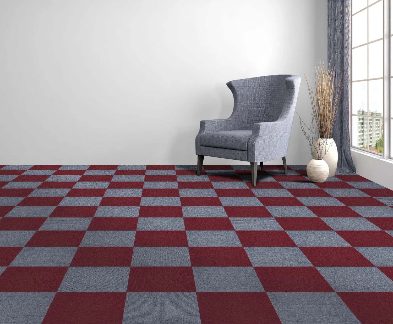 Achim Nexus Self Adhesive Carpet Floor Tile - 12 Inches X 12 Inches, Burgundy, Pack Of 12 Tiles 4 Achim Nexus Self Adhesive Carpet Floor Tile - 12 Inches X 12 Inches, Burgundy, Pack Of 12 Tiles - Image 4