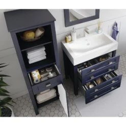 MagickWoods Montgomery 19"W X 18-1/2"D X 60"H Midnight Blue Linen Cabinet -Household Items 31019 scene4 mw 1800x1800
