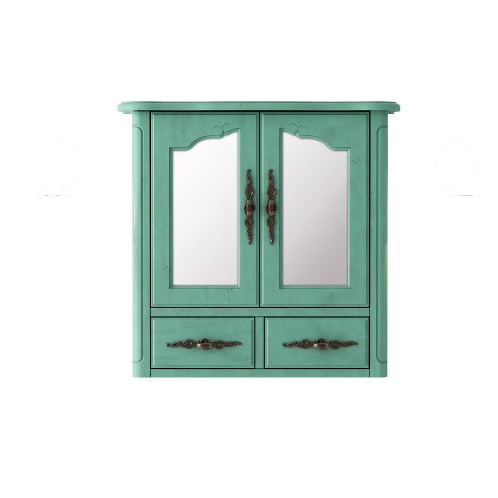 23.82 In. W X 22.28 In. H Framed Rectangular Beveled Edge Bathroom Vanity Mirror In Blue 1 23.82 In. W X 22.28 In. H Framed Rectangular Beveled Edge Bathroom Vanity Mirror In Blue