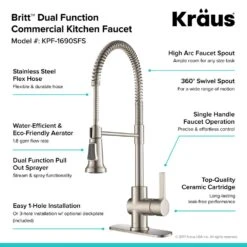 Britt Single Handle Commercial Kitchen Faucet With Dual Function Sprayhead In All-Brite Spot Free Stainless Steel Finish 19 Britt Single Handle Commercial Kitchen Faucet With Dual Function Sprayhead In All-Brite Spot Free Stainless Steel Finish -Household Items 36e310859a907a7180db517101de6965 1800x1800