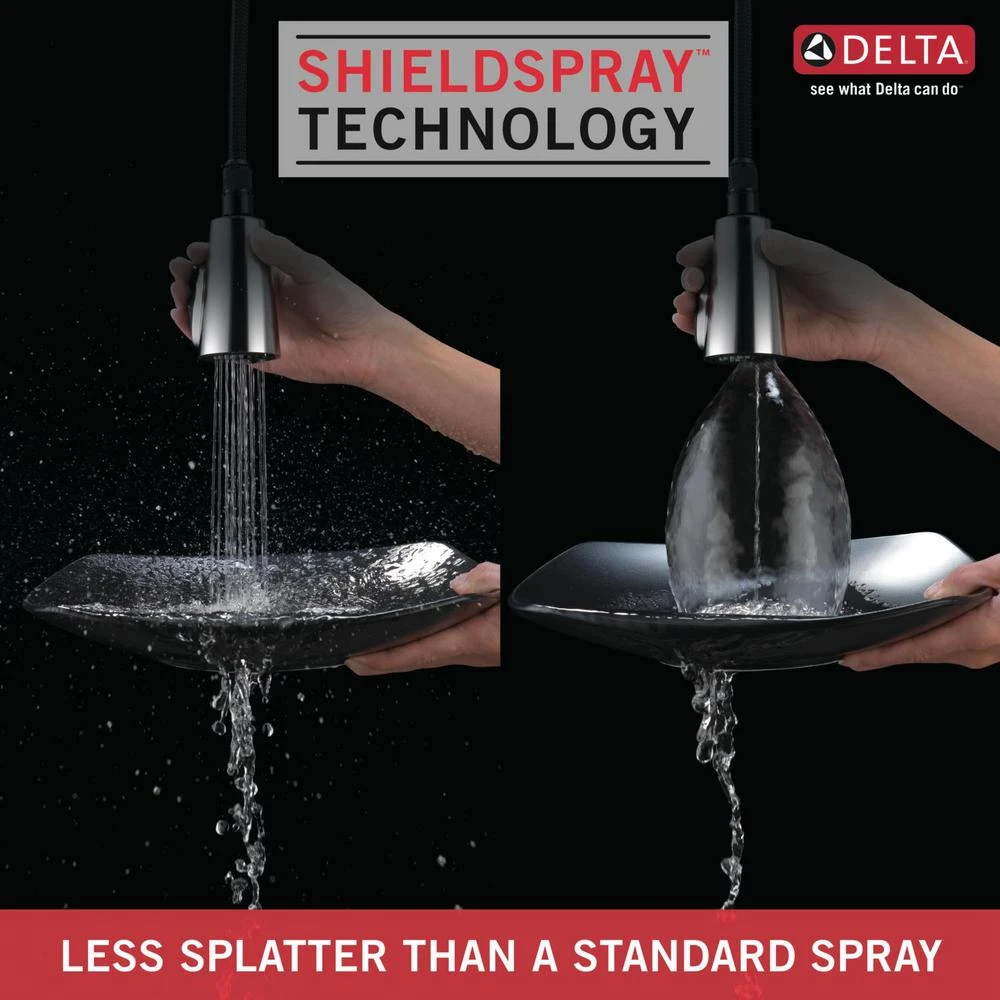 DeLuca Single-Handle Pull-Down Sprayer Kitchen Faucet With ShieldSpray Technology And Soap Dispenser In Stainless 5 DeLuca Single-Handle Pull-Down Sprayer Kitchen Faucet With ShieldSpray Technology And Soap Dispenser In Stainless - Image 5