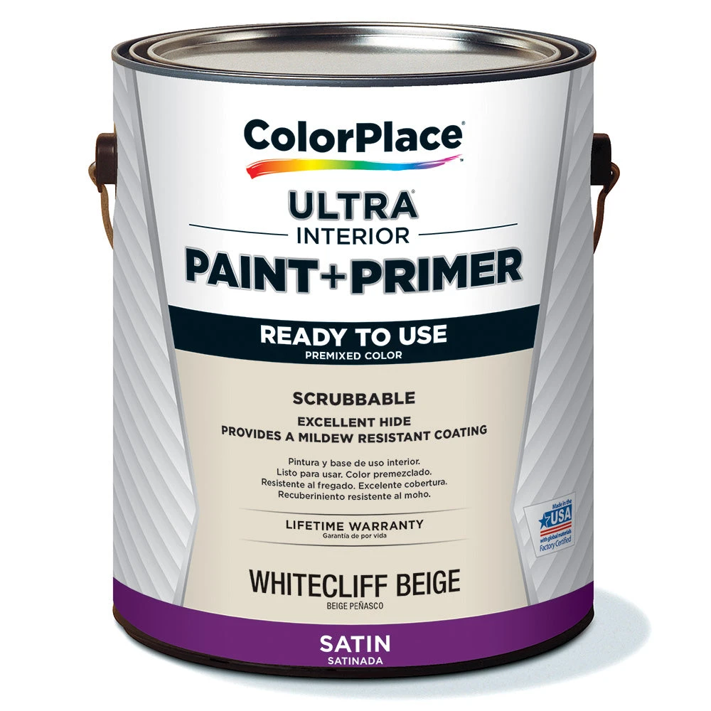 ColorPlace ULTRA Interior Paint & Primer, Whitecliff Beige, Satin, 1 Gallon 1 ColorPlace ULTRA Interior Paint & Primer, Whitecliff Beige, Satin, 1 Gallon