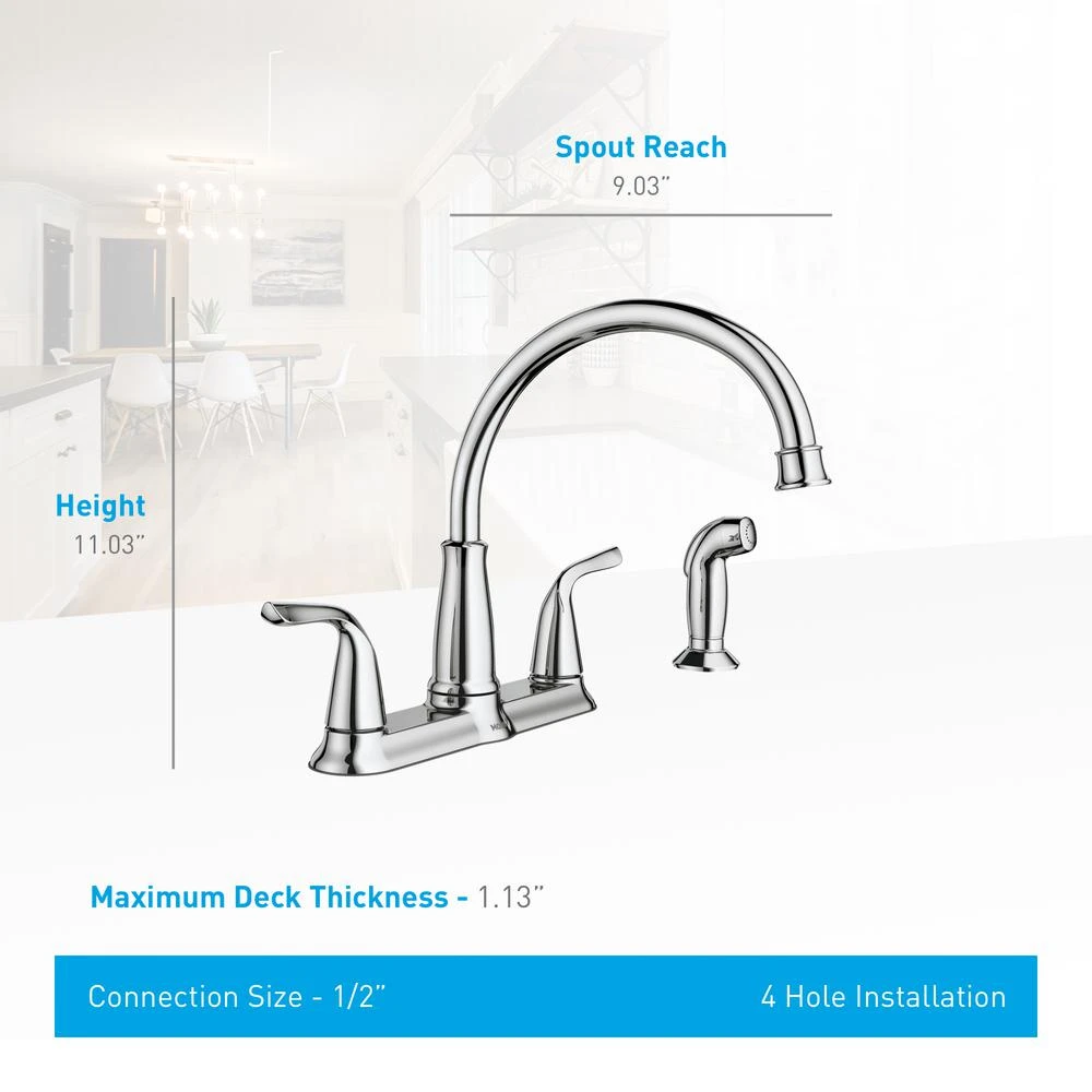 Brecklyn 2-Handle Standard Kitchen Faucet With Side Sprayer In Spot Resist Stainless 5 Brecklyn 2-Handle Standard Kitchen Faucet With Side Sprayer In Spot Resist Stainless - Image 5