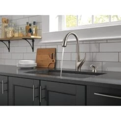 DeLuca Single-Handle Pull-Down Sprayer Kitchen Faucet With ShieldSpray Technology And Soap Dispenser In Stainless 22 DeLuca Single-Handle Pull-Down Sprayer Kitchen Faucet With ShieldSpray Technology And Soap Dispenser In Stainless -Household Items 3e62e55a37c22fca094fc8acdd7afb1e 1800x1800