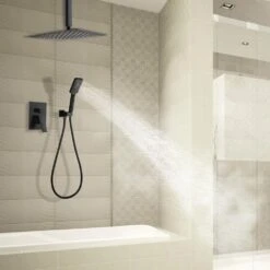 3-Spray With 2.5 GPM 12 In. 2 Functions Tub Ceiling Mount Dual Shower Heads In Spot In Matte Black (Valve Included) 12 3-Spray With 2.5 GPM 12 In. 2 Functions Tub Ceiling Mount Dual Shower Heads In Spot In Matte Black (Valve Included) -Household Items 422bb63e475af53d2adbe6d6f4bcafa8 1800x1800