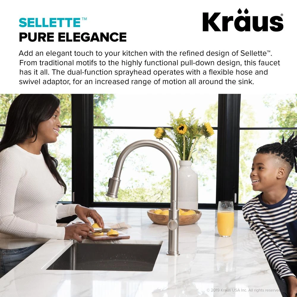 Sellette Single-Handle Pull-Down Sprayer Kitchen Faucet With Dual Function Sprayhead In Spot Free Stainless Steel 4 Sellette Single-Handle Pull-Down Sprayer Kitchen Faucet With Dual Function Sprayhead In Spot Free Stainless Steel - Image 4