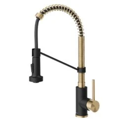Single-Handle Pull-Down Kitchen Faucet With Dual Function Sprayhead In Spot Free Antique Champagne Bronze/Matte Black -Household Items 4834e55655170395ea125501a5d589bc 1800x1800