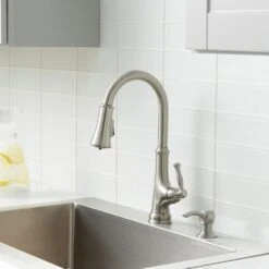 Touchless LED Single-Handle Pull-Down Sprayer Kitchen Faucet With Soap Dispenser In Stainless Steel -Household Items 534caa87469b09f8eca93e96ef7d4352 1800x1800